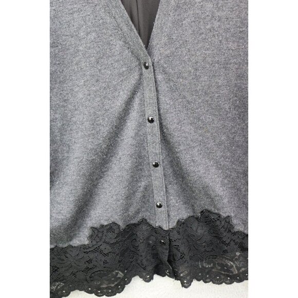 White House Black Market Wool Blend Button Up Lace Sweater-Size M-Whimsigoth - Picture 8 of 11